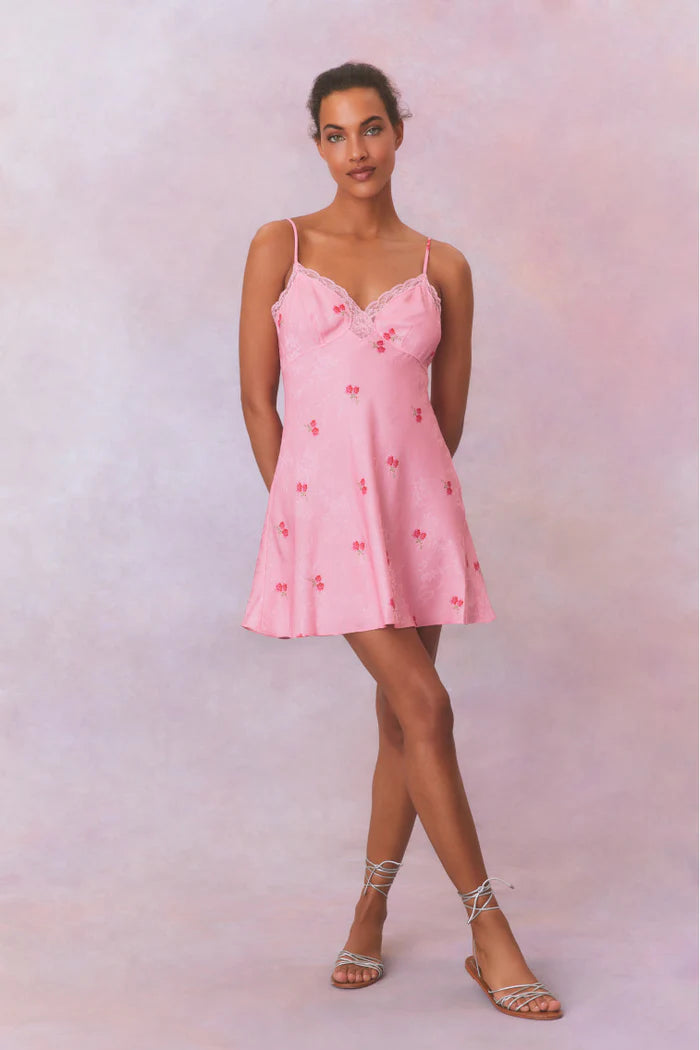 LARINDA PINK CHERRY SLIP DRESS LARINDA PINK CHERRY SLIP DRESS