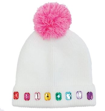 RAINBOW ROW RHINESTONE BEANIE