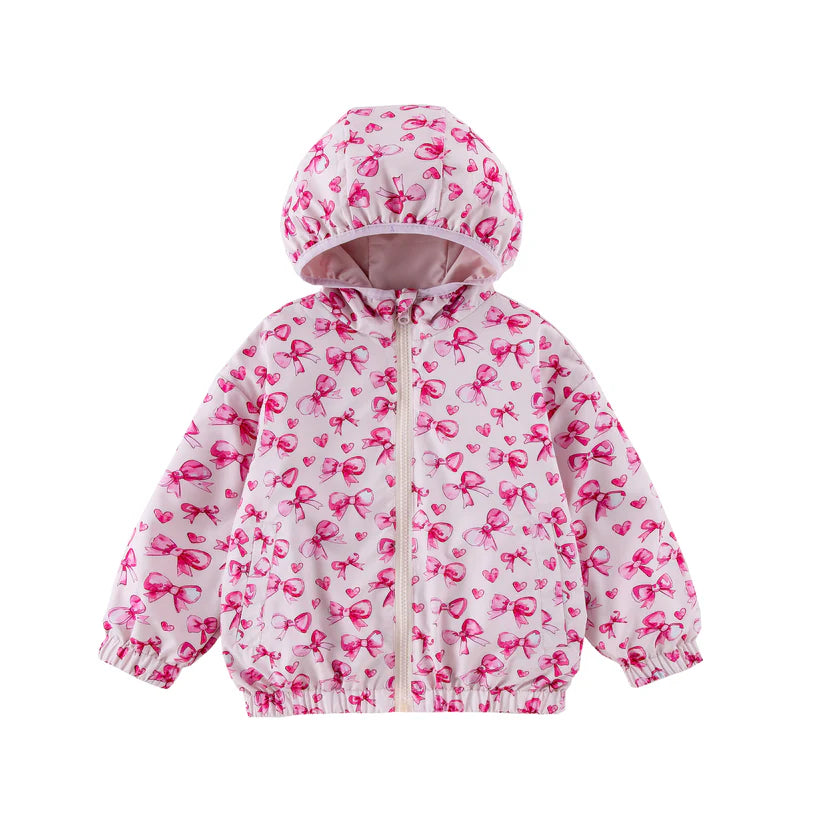 GIRLS PINK BOW REVERSIBLE WINDBREAKER