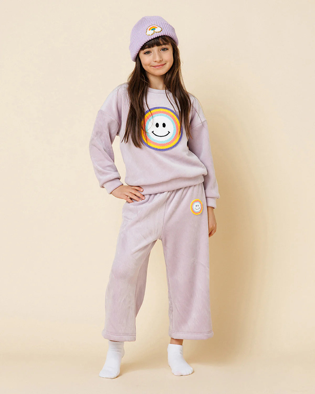 GIRLS PINK SMILEY CORDUROY SET