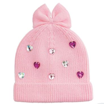 PINK HEARTS RHINESTONE BEANIE