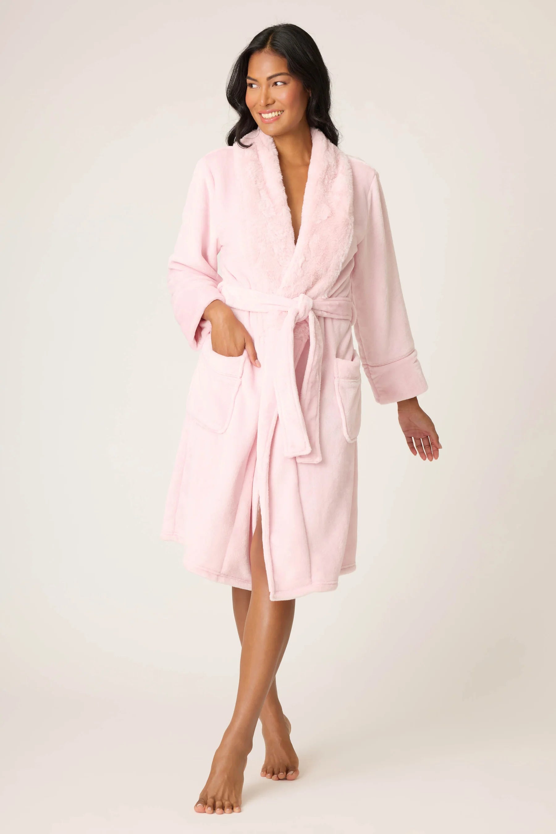 WOMENS PINK PLUSH ROBE – Kitson LA