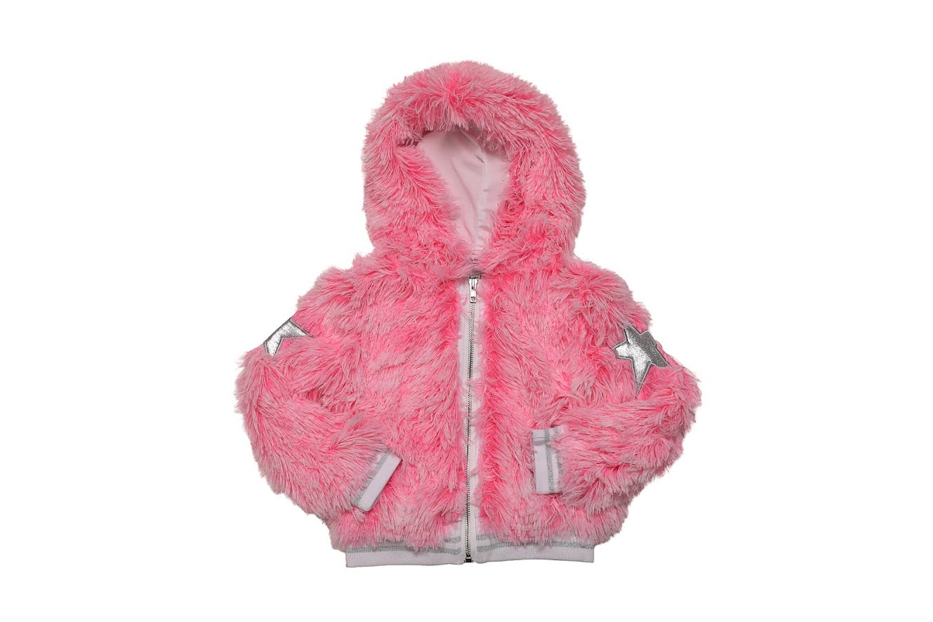 GIRLS PINK SHAG JACKET