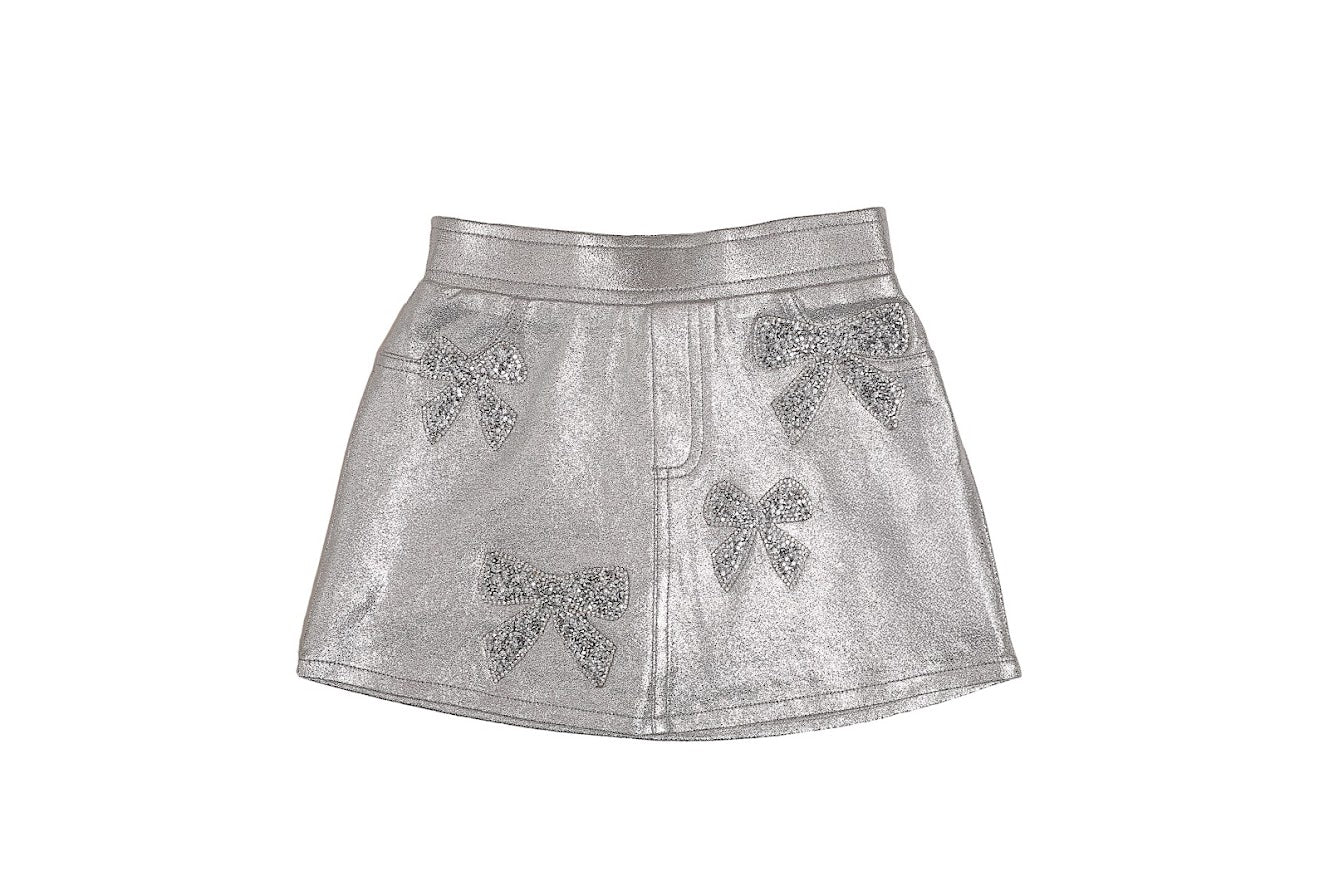 GIRLS SILVER BOW SKORT