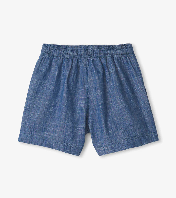 TODDLER BLUE INDIGO PULL ON SHORTS