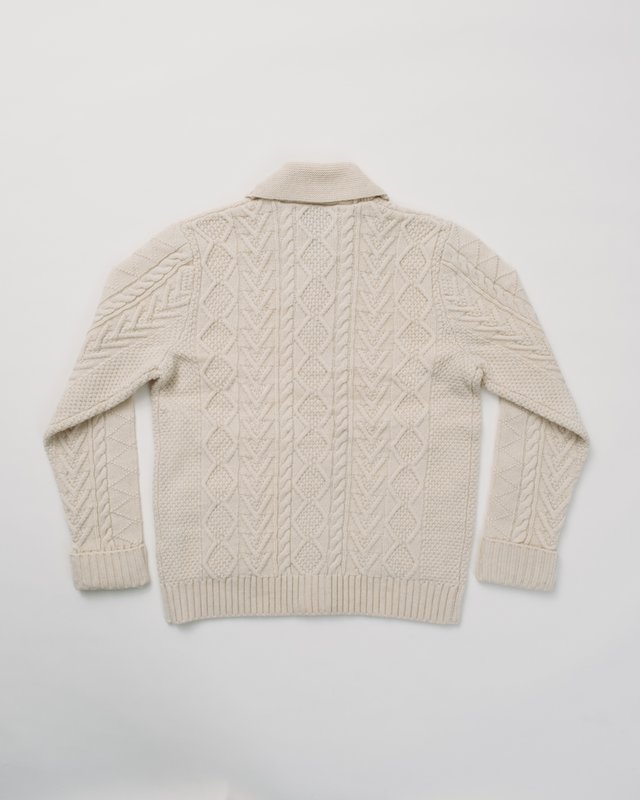 MENS OFF WHITE CABLE KNIT CARDIGAN