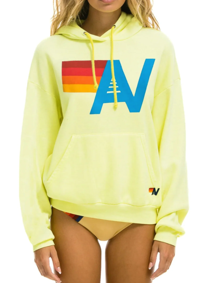 AVIATOR NATION LOGO PULLOVER RELAXED HOODIE - NEON YELLOW