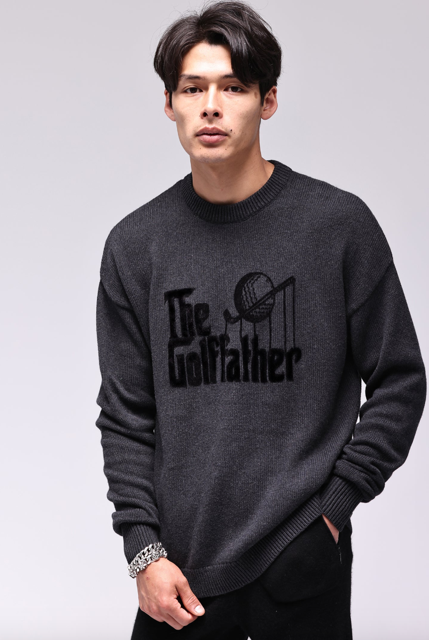 MENS GOLF FATHER FLOCKED BLACK SWEATER