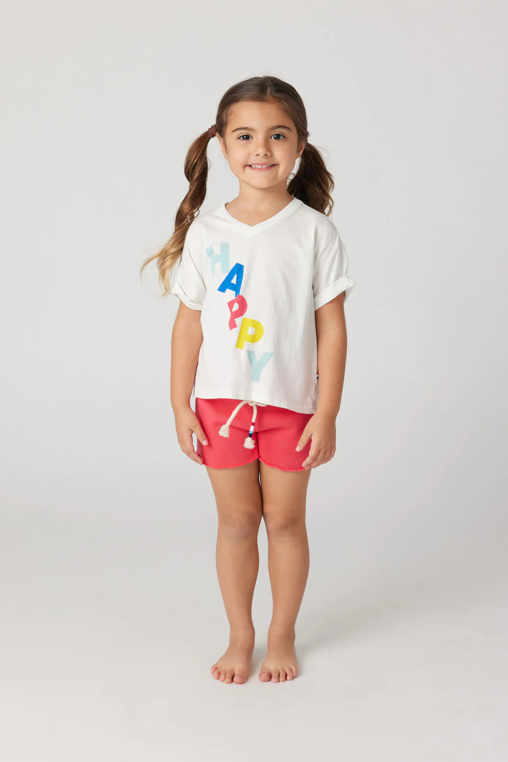 SOL ANGELES GIRLS HAPPY ROLLED SLEEVE- DIRTY WHITE