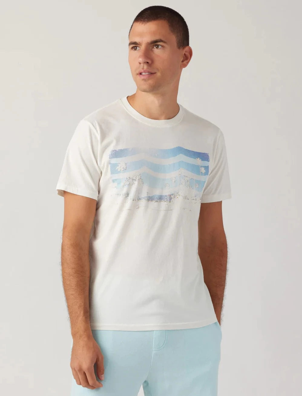 SOL ANGELES MENS RIVIERA WAVES TEE - DIRTY WHITE