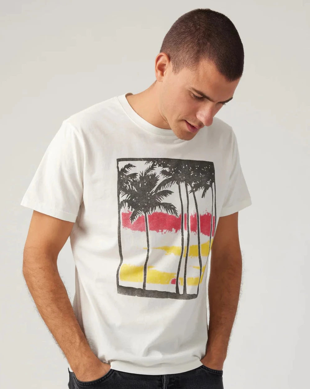 SOL ANGELES MENS SUMMER BREEZE TEE - DIRTY WHITE