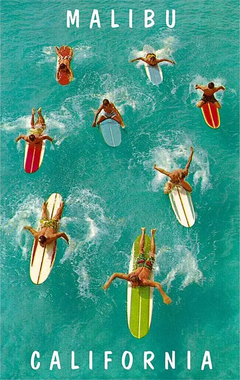 SURFERS PADDLING MALIBU MAGNET