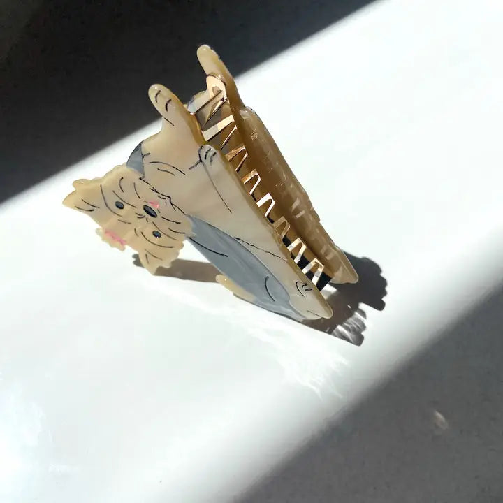 HAND PAINTED YORKSHIRE DOG CLAW HAIR CLIP