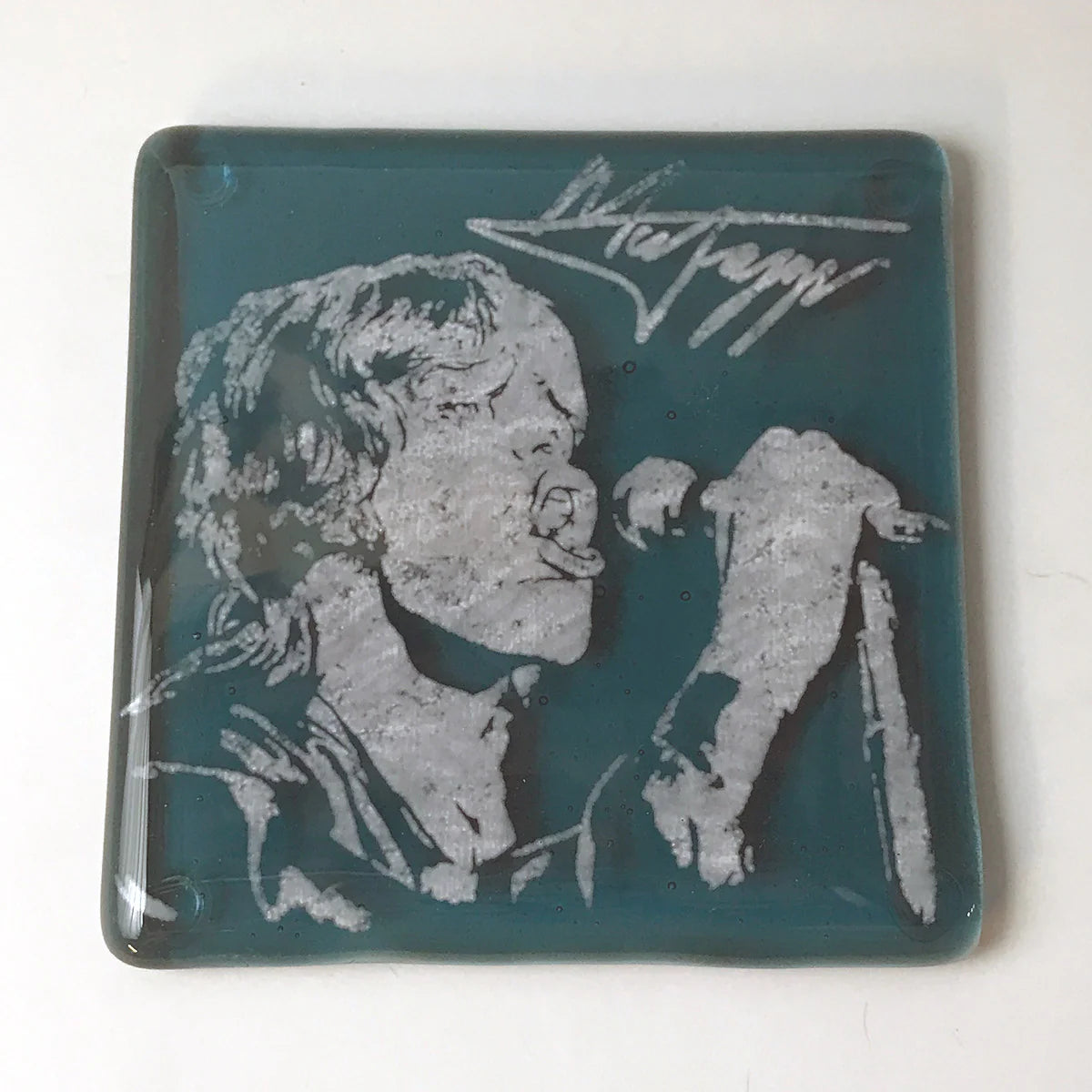 MICK JAGGER FUSED GLASS COASTER