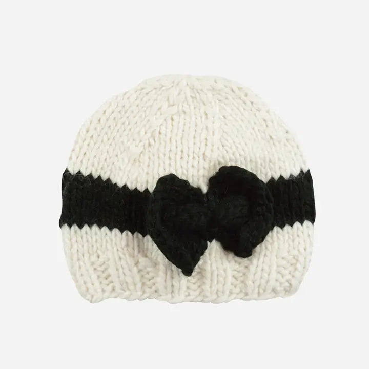 BABY GIRL CREAM BOW BEANIE