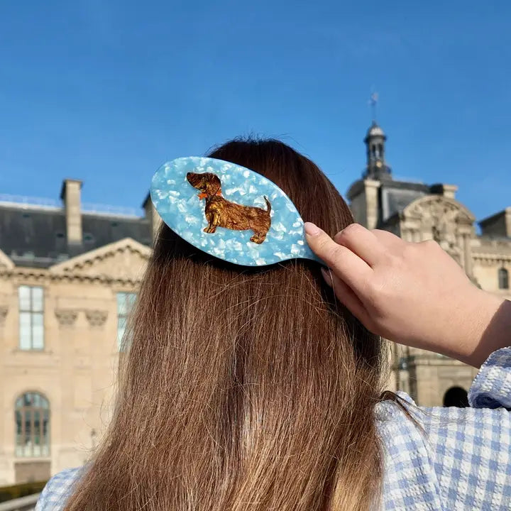 HAND PAINTED DACHSHUND ACETATE 2-1 HAIR BRUSH