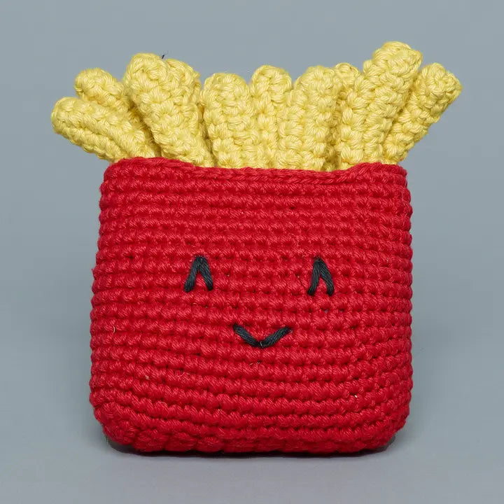 HAND KNIT FRENCH FRIES DOG TOY