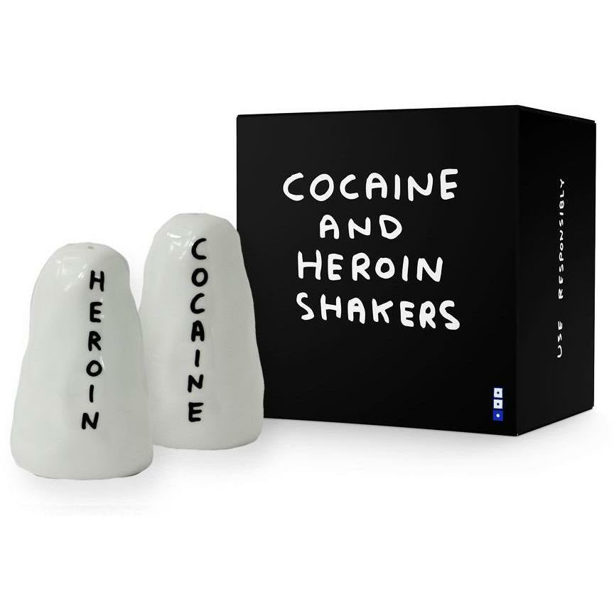HEROIN & COCAINE SALT AND PEPPER SHAKERS