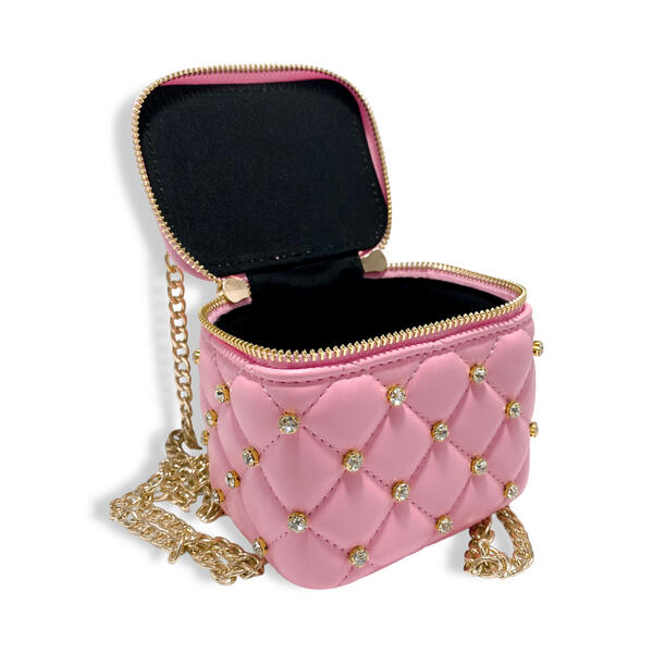 PINK EMBELLISHED VANITY QUILTED PURSE