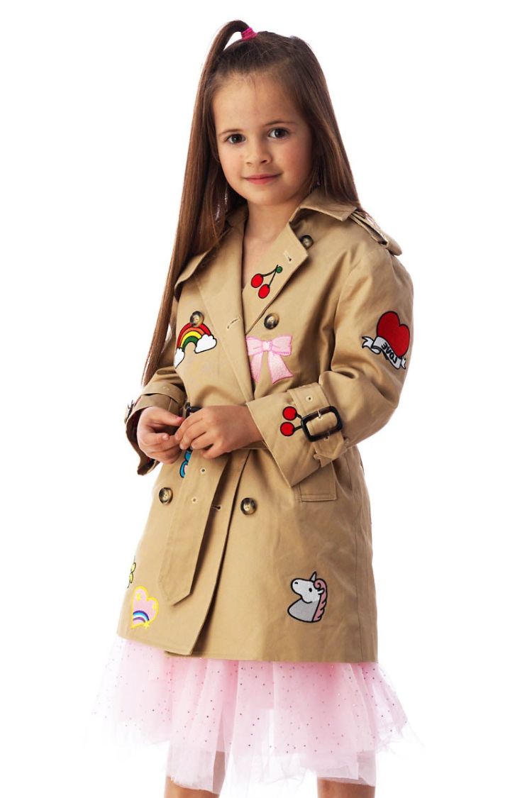 GIRLS PATCH TRENCH COAT