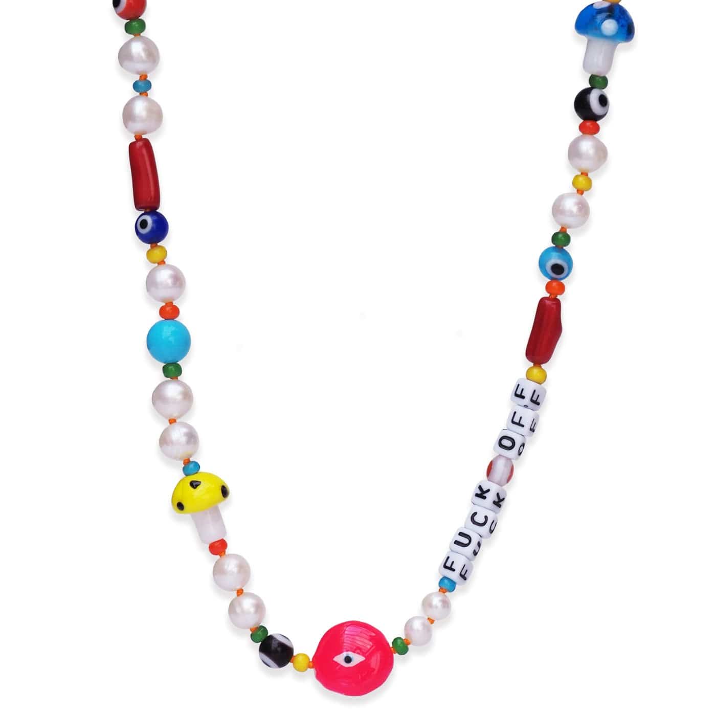 FUCK OFF EVIL EYE COLORFUL BEAD NECKLACE