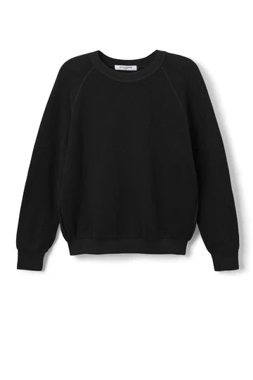WOMENS ZIGGY REVERSE FLEECE CREW - BLACK