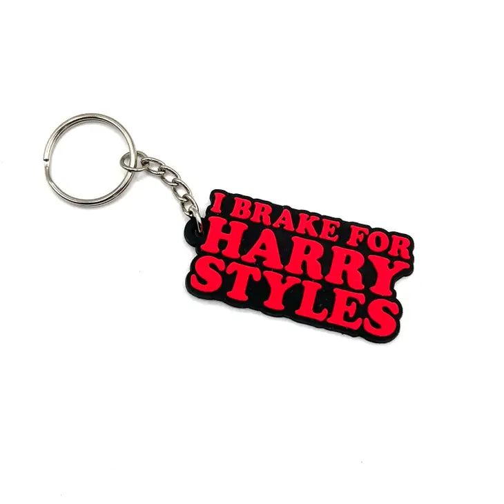 I BRAKE FOR HARRY STYLES RUBBER KEYCHAIN