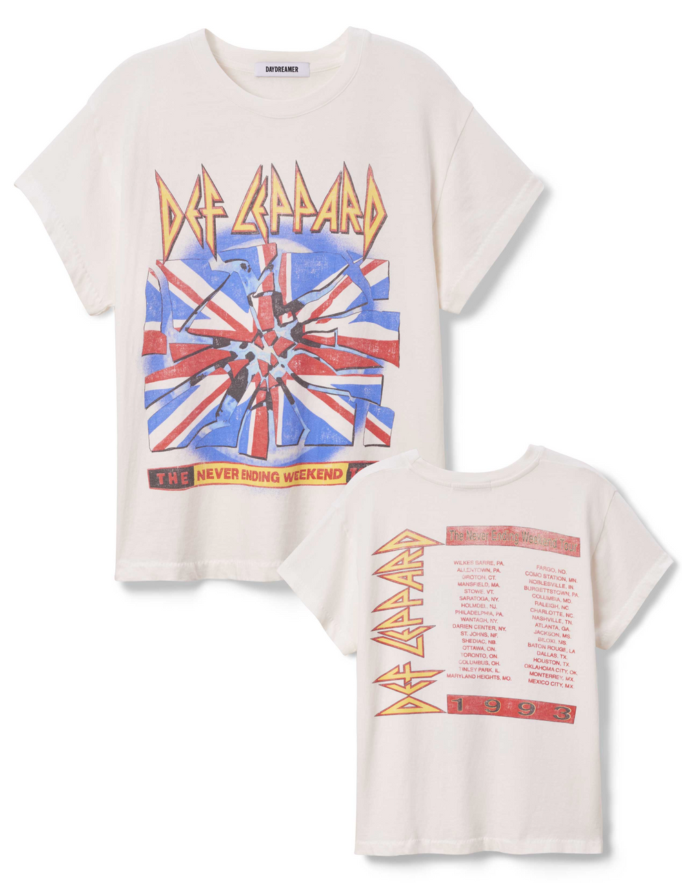 DEF LEPPARD 1993年　ビンテージ　 Tシャツ DEF LEPPARD 1993 TOUR TEE - VINTAGE WHITE – Kitson LA