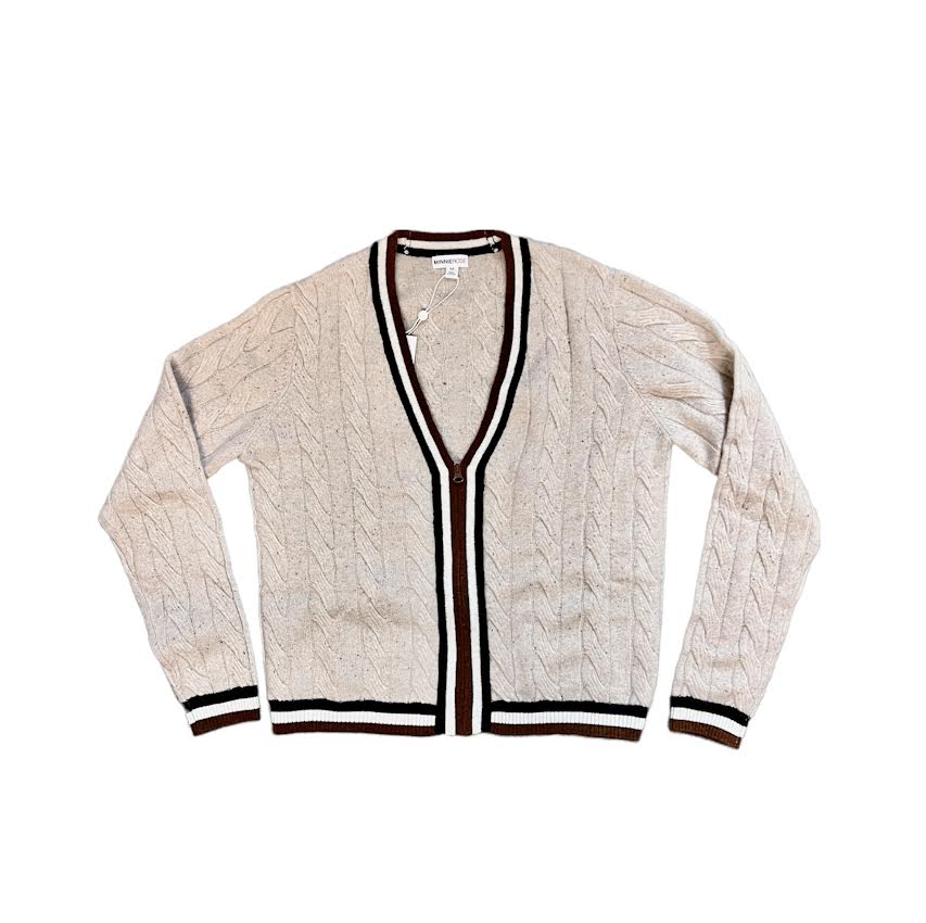 NEUTRAL CASHMERE CABLE ZIP CARDIGAN