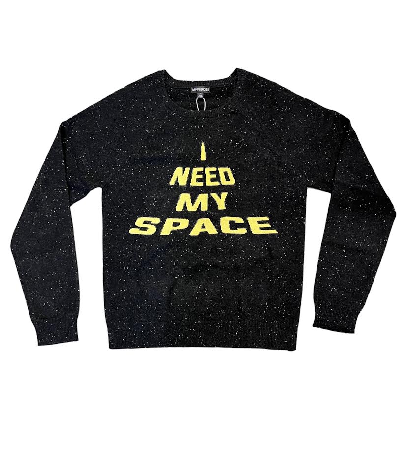I NEED MY SPACE BLACK CASHMERE CREW