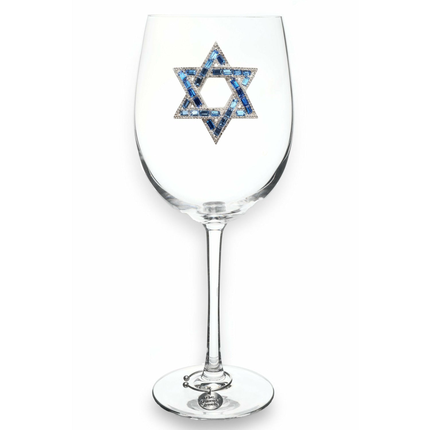 STAR OF DAVID JEWELED STEMMED WINE GLASS