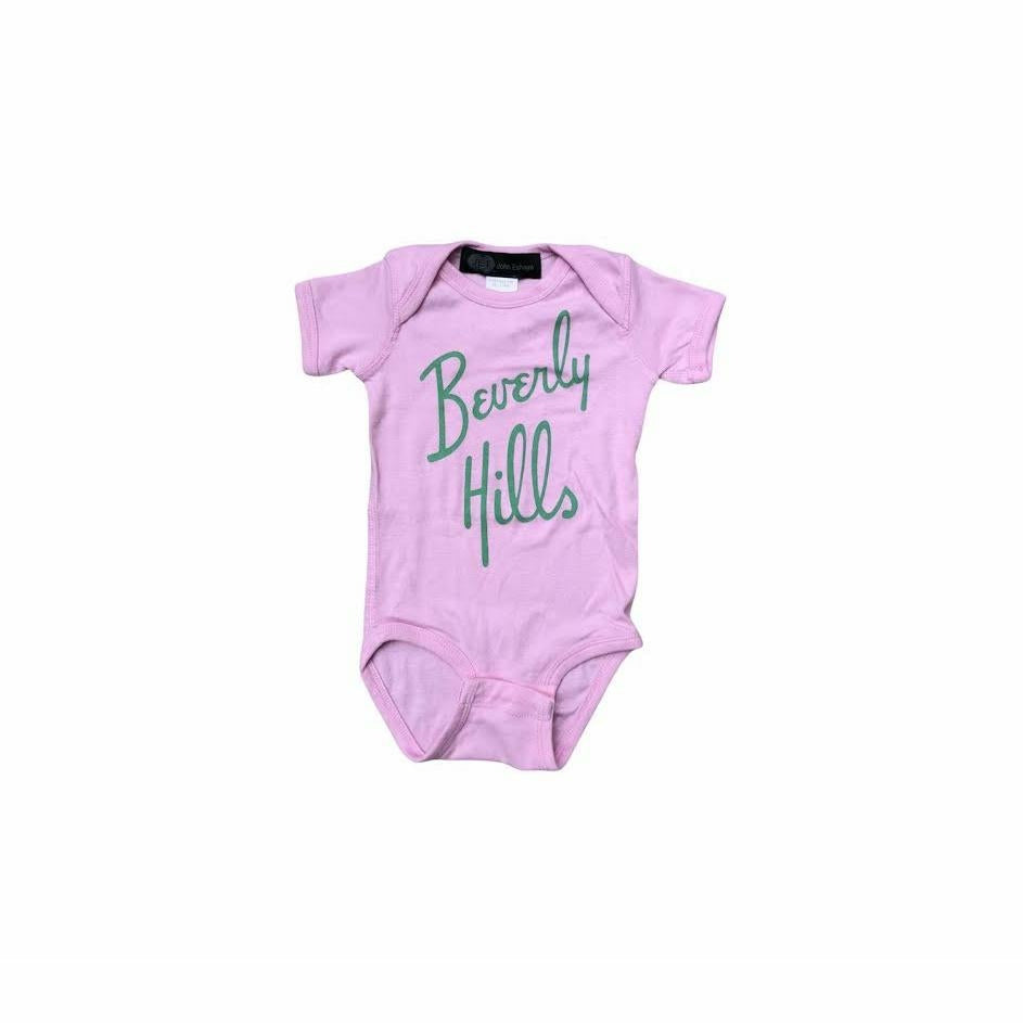 BEVERLY HILLS PINK / GREEN BABY ONESIE-JET-Kitson LA