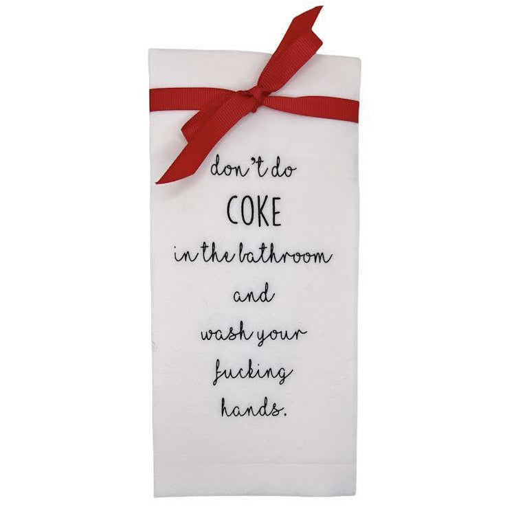 DON'T DO COKE IN THE BATHROOM DISPOSABLE HAND TOWEL-HONESTLYGOODS-Kitson LA