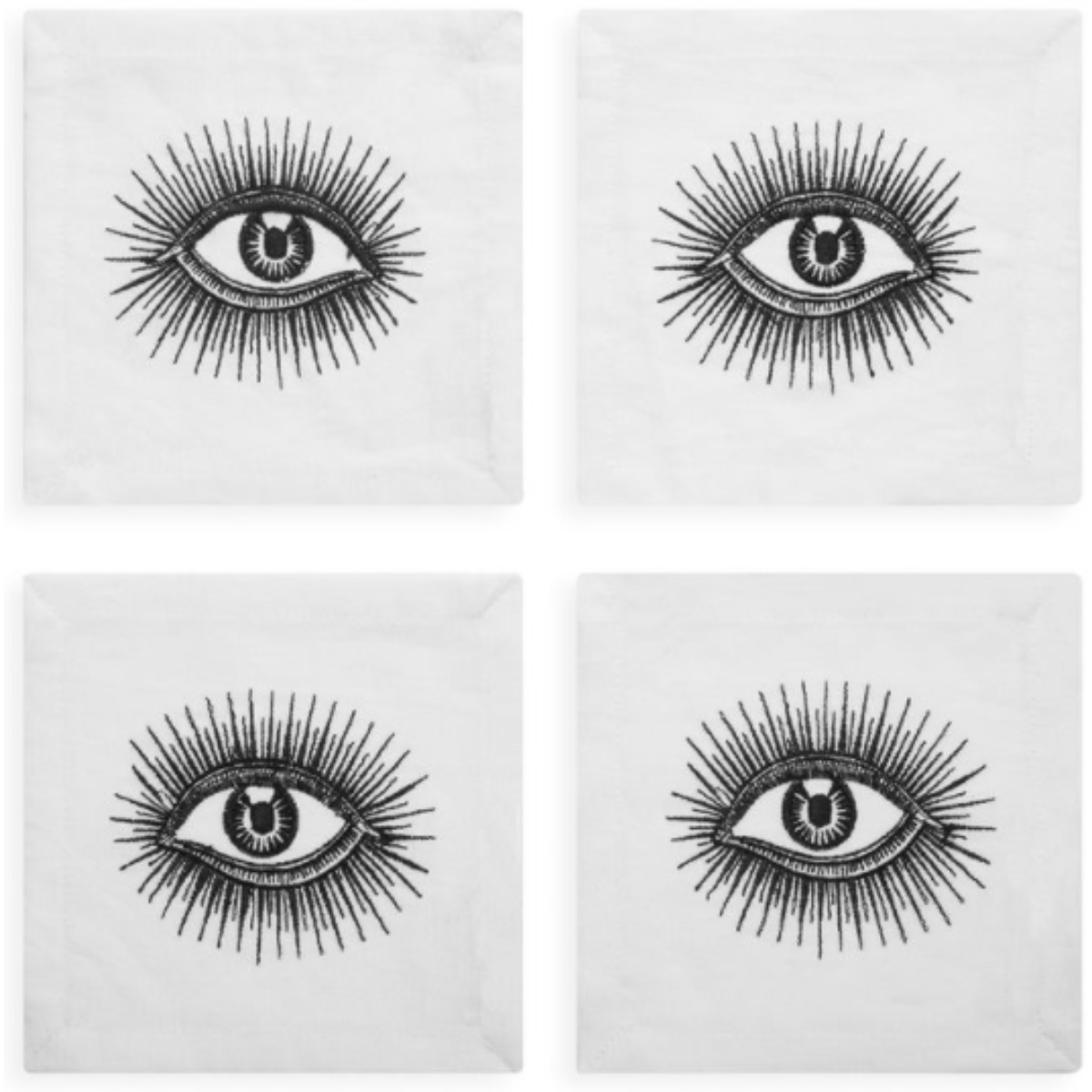 EYES LINEN COCKTAIL NAPKIN SET-JONATHAN ADLER-Kitson LA