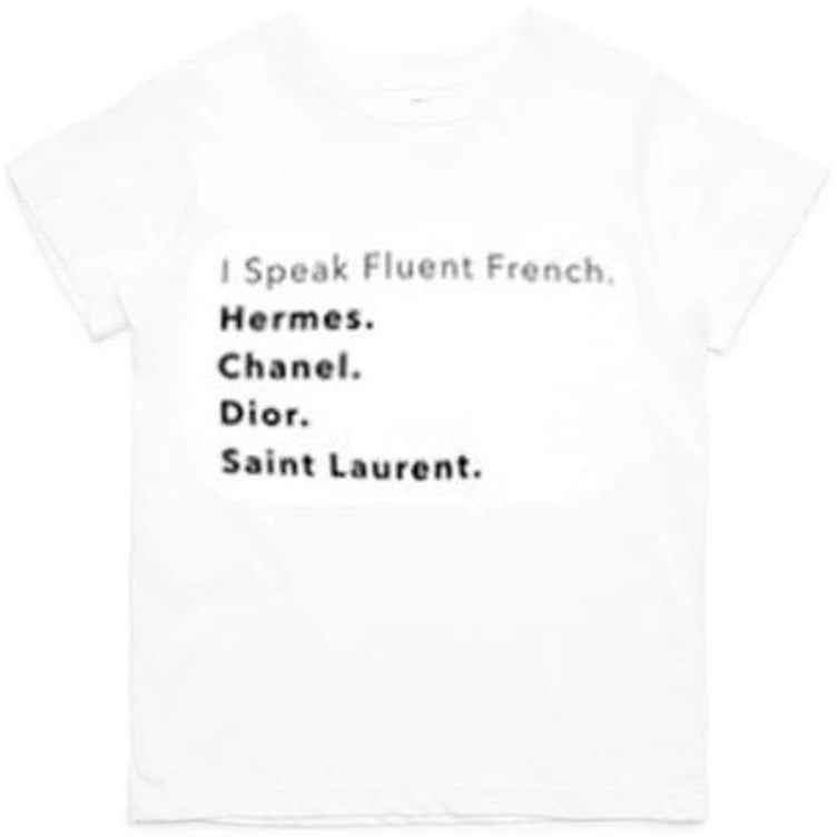 KIDS I SPEAK FLUENT FRENCH T-SHIRT-JET-Kitson LA