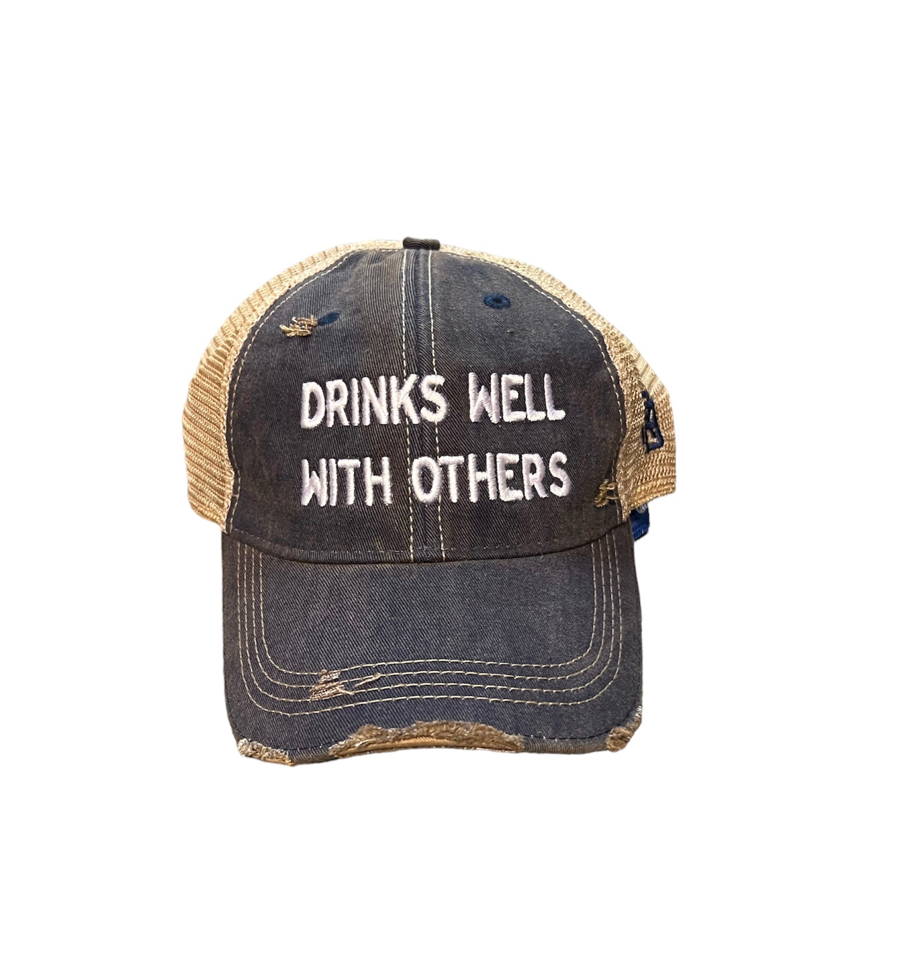 DRINKS WELL WITH OTHERS NAVY TRUCKER HAT