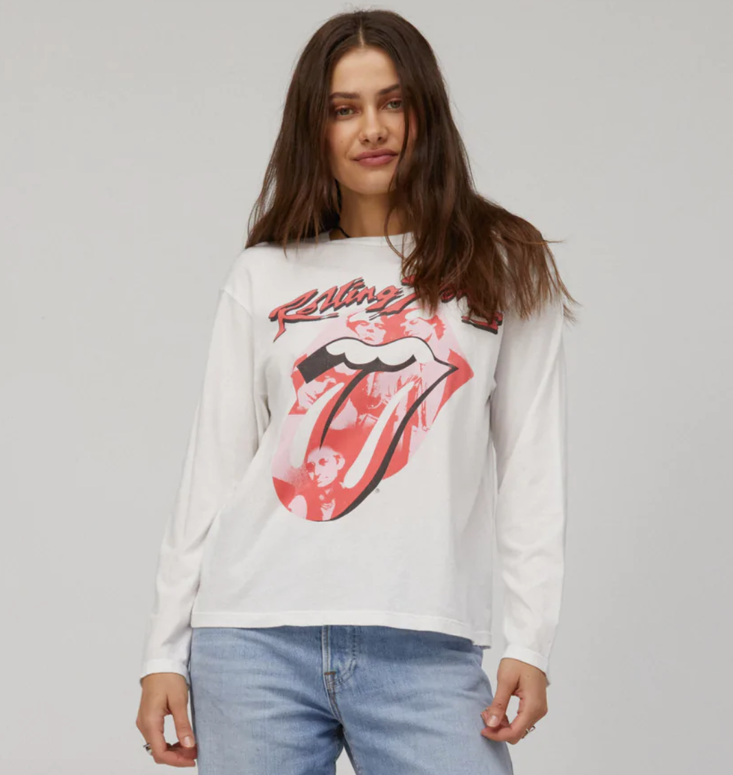 ROLLING STONES BAND LICK CREW - BLEACH WHITE