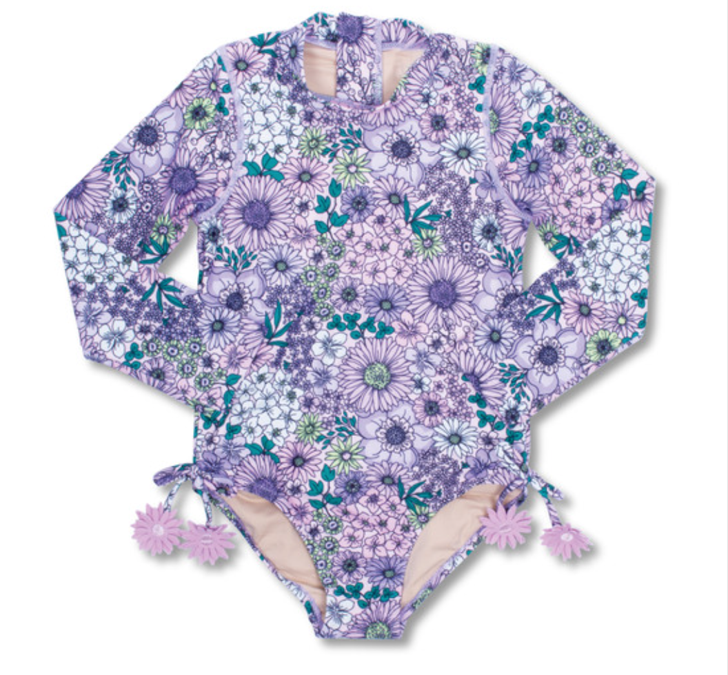 LONG SLEEVE FLORAL PURPLE ONE PIECE