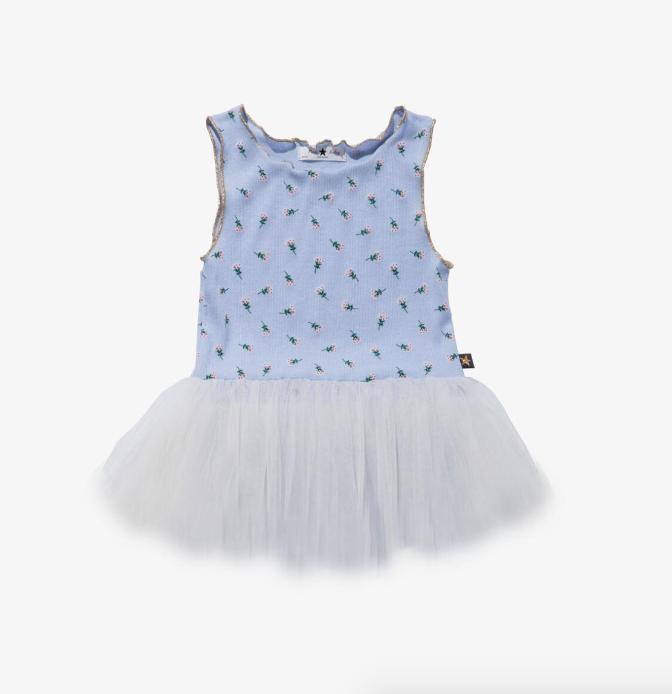 BABY VINTAGE FLOWER BLUE TUTU DRESS
