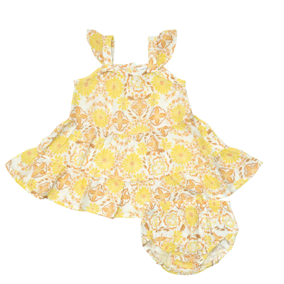 GOLDEN SURF FLORAL TWIRLY SUNDRESS DIAPER COVER