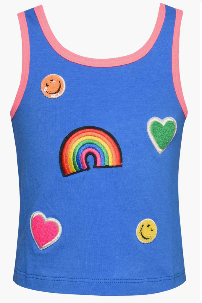 BLUE TANK TOP WITH PATCHES