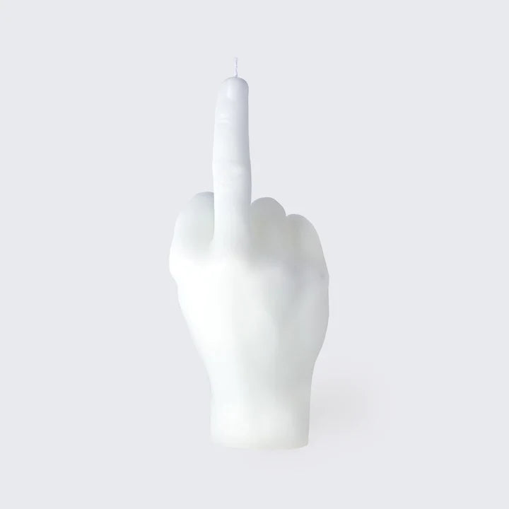 WHITE MIDDLE FINGER CANDLE