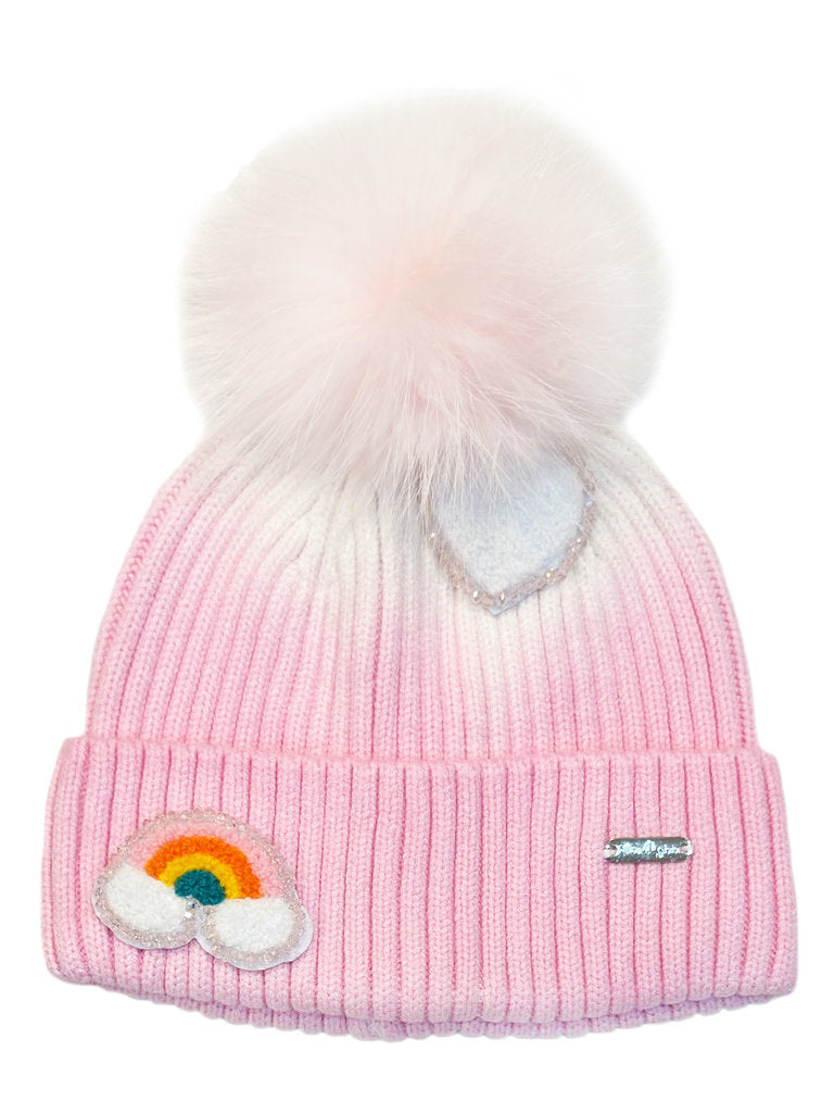 PINK OMBRE PATCH BEANIE