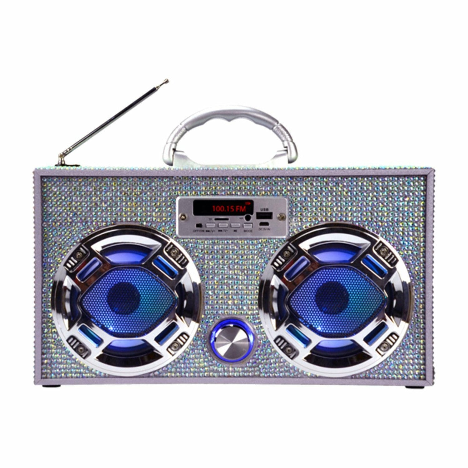 IRIDESCENT BLING BOOMBOX WITH LED SPEAKERS-WIRELESS EXPRESS-Kitson LA