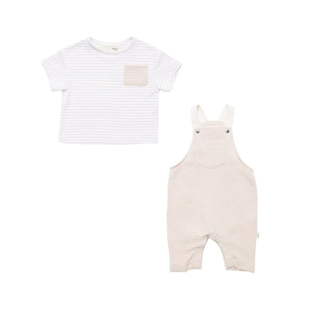 BAMBOO TEE AND BISCOTTI ROMPER OVERALL SET